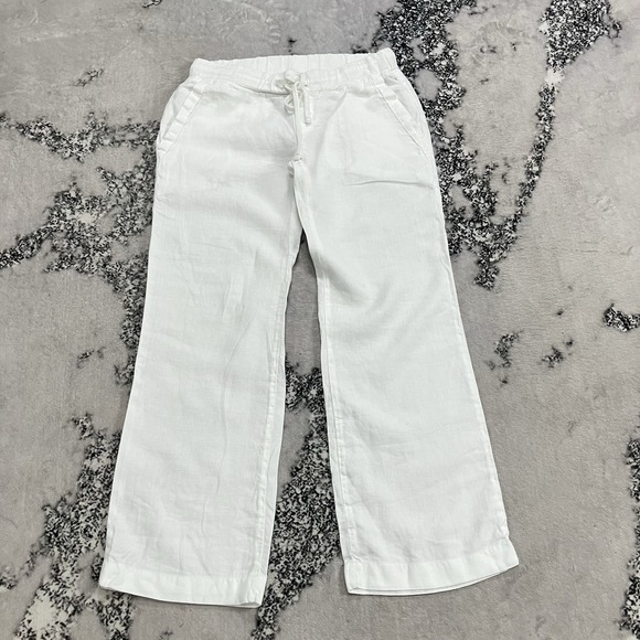 James Perse Pants - James Perse Linen Pants White Drawstring Wide Leg Relaxed USA Size 1 Small